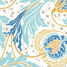 Blue Flowers and Leaves Florentine Italian Print Paper ~ Rossi Italy